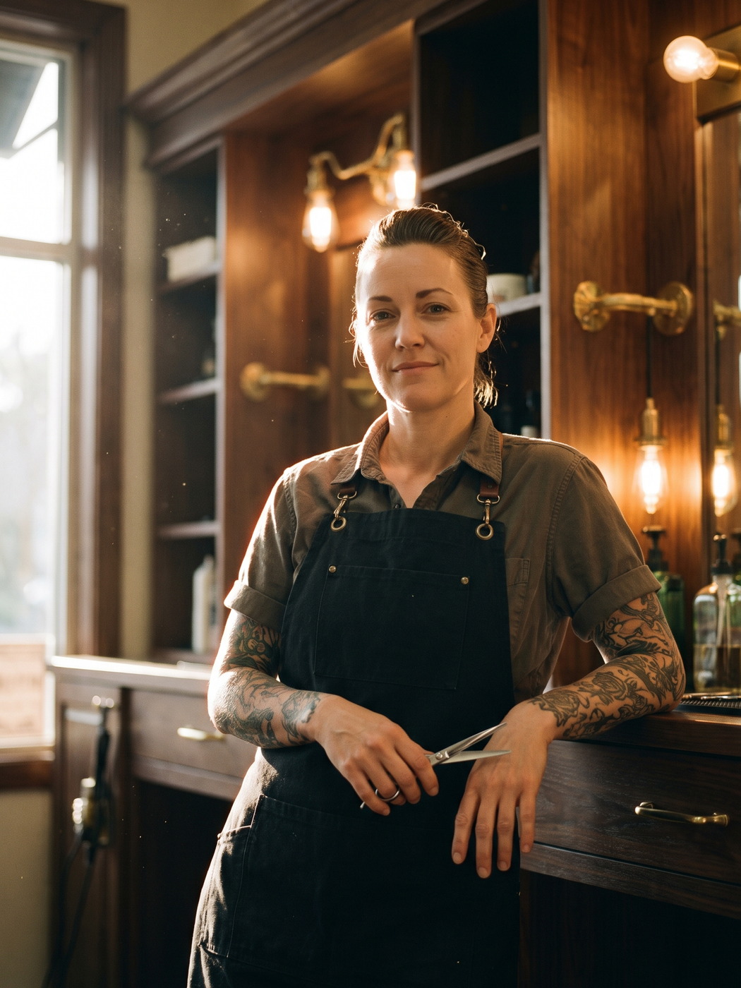 Dana Cross, Barber, straight razor at Knox Chops